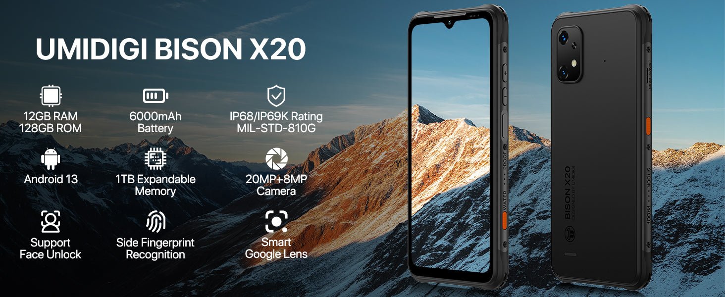 UMIDIGI BISON X20 Rugged Smartphone, 12GB RAM+128GB ROM(1TB), Android 13 Mobile Phones, 6000mAh, 6.53" HD+, 20MP Camera Phone with IP68/69K Waterproof, unlocked mobile phones Dual SIM 4G/NFC/OTG/GPS   Import  Single ASIN  Import  Multiple ASIN ×P - Amazing Gadgets Outlet