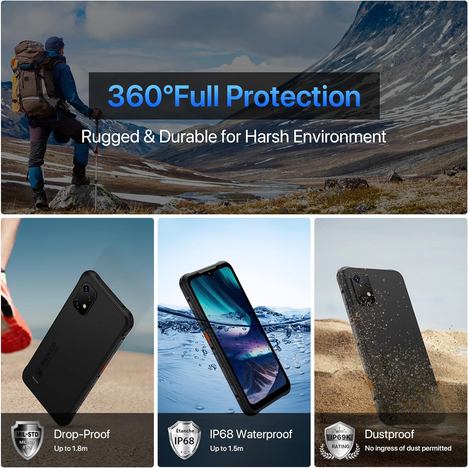 UMIDIGI BISON X20 Rugged Smartphone, 12GB RAM+128GB ROM(1TB), Android 13 Mobile Phones, 6000mAh, 6.53" HD+, 20MP Camera Phone with IP68/69K Waterproof, unlocked mobile phones Dual SIM 4G/NFC/OTG/GPS   Import  Single ASIN  Import  Multiple ASIN ×P - Amazing Gadgets Outlet