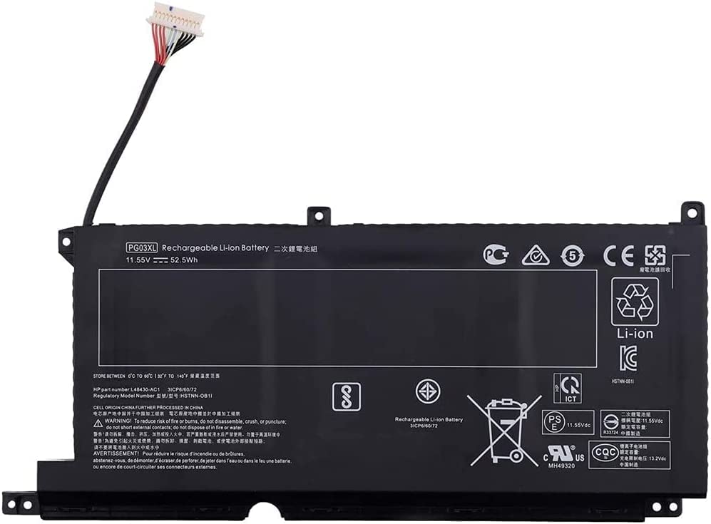 Uniamy HSTNN - DB9G PG03XL Replacement Battery Compatible With Pavilion Gaming 15 - DK 15 - DK0000 15 - DK0125TX OMEN 5X FPC52 L48430 - 2C1 L48430 - AC1 11.55V 52.5Wh - Amazing Gadgets Outlet