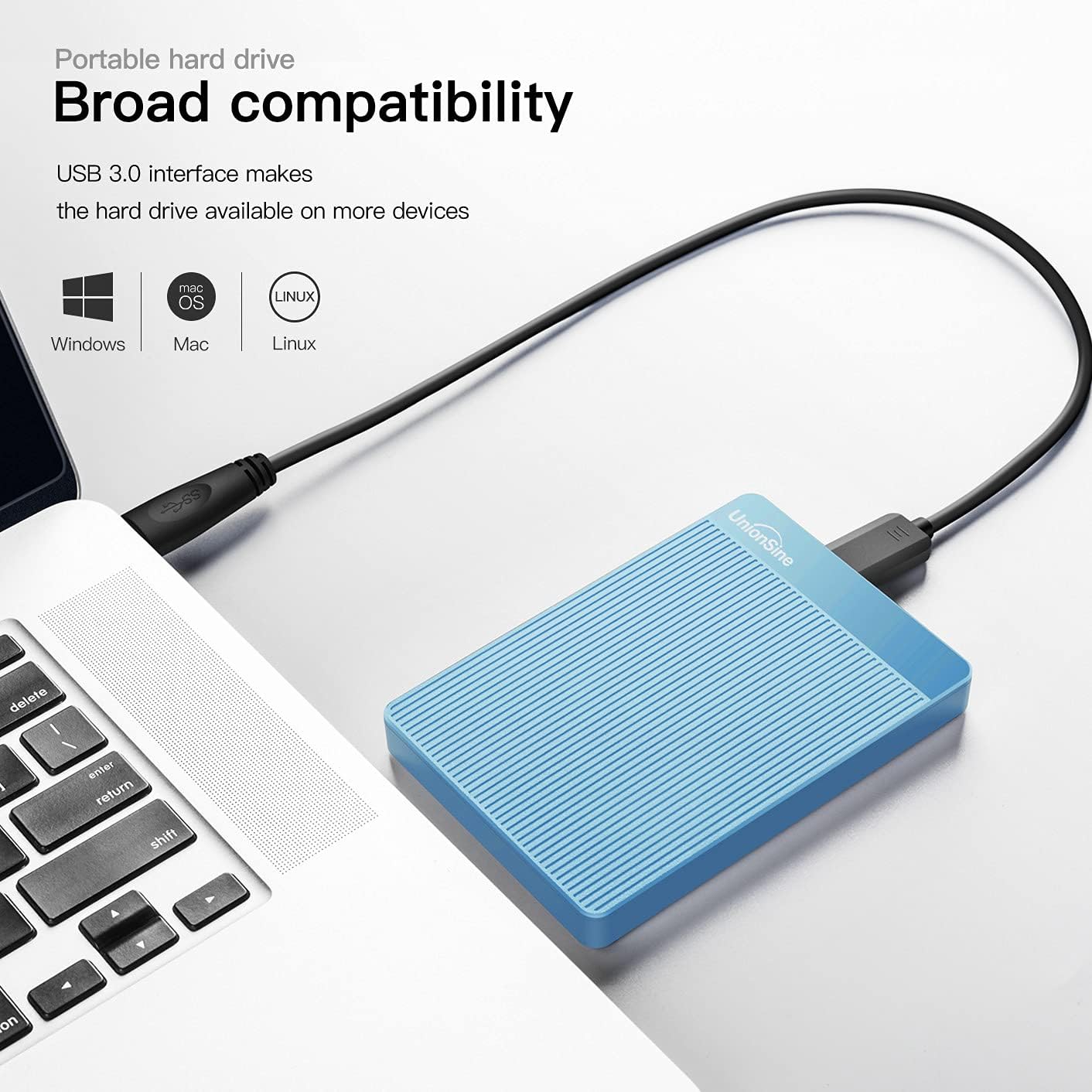 UnionSine External Hard Drive 500GB Ultra Slim Portable Hard Drive USB 3.0 HDD Storage Compatible for PC,Mac, Laptop, Xbox, Xbox one, PS4(Blue) HD2510 - Amazing Gadgets Outlet