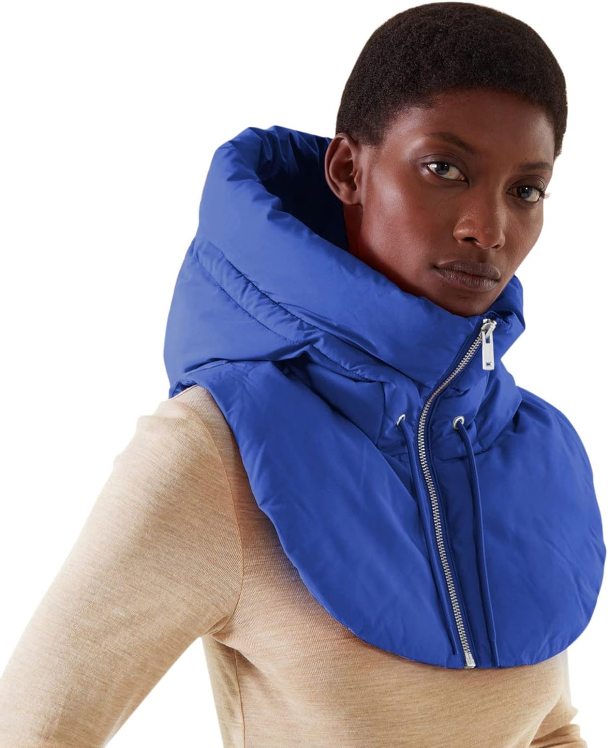 Unisex Detachable Collar Fake Collar Women Sleeveless Zip Up False Hooded Mock Collar Padded Lightweight Winter Detachable Half Vestcoat - Amazing Gadgets Outlet