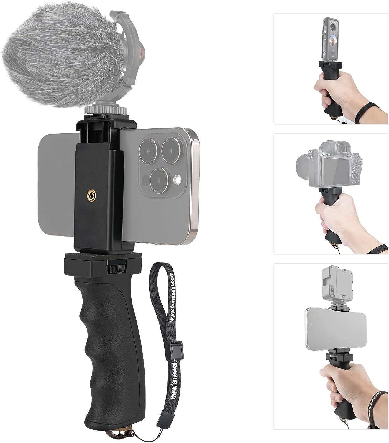 Universal Ergonomic DSLR Mirrorless Camera Camcorder Binoculars Hand Grip Stabilizer, Portable Handheld Selfie Stick, Long Focus Lens Video Light Holder Mount for Youtube Tiktok Vlogging Starter Kit - Amazing Gadgets Outlet