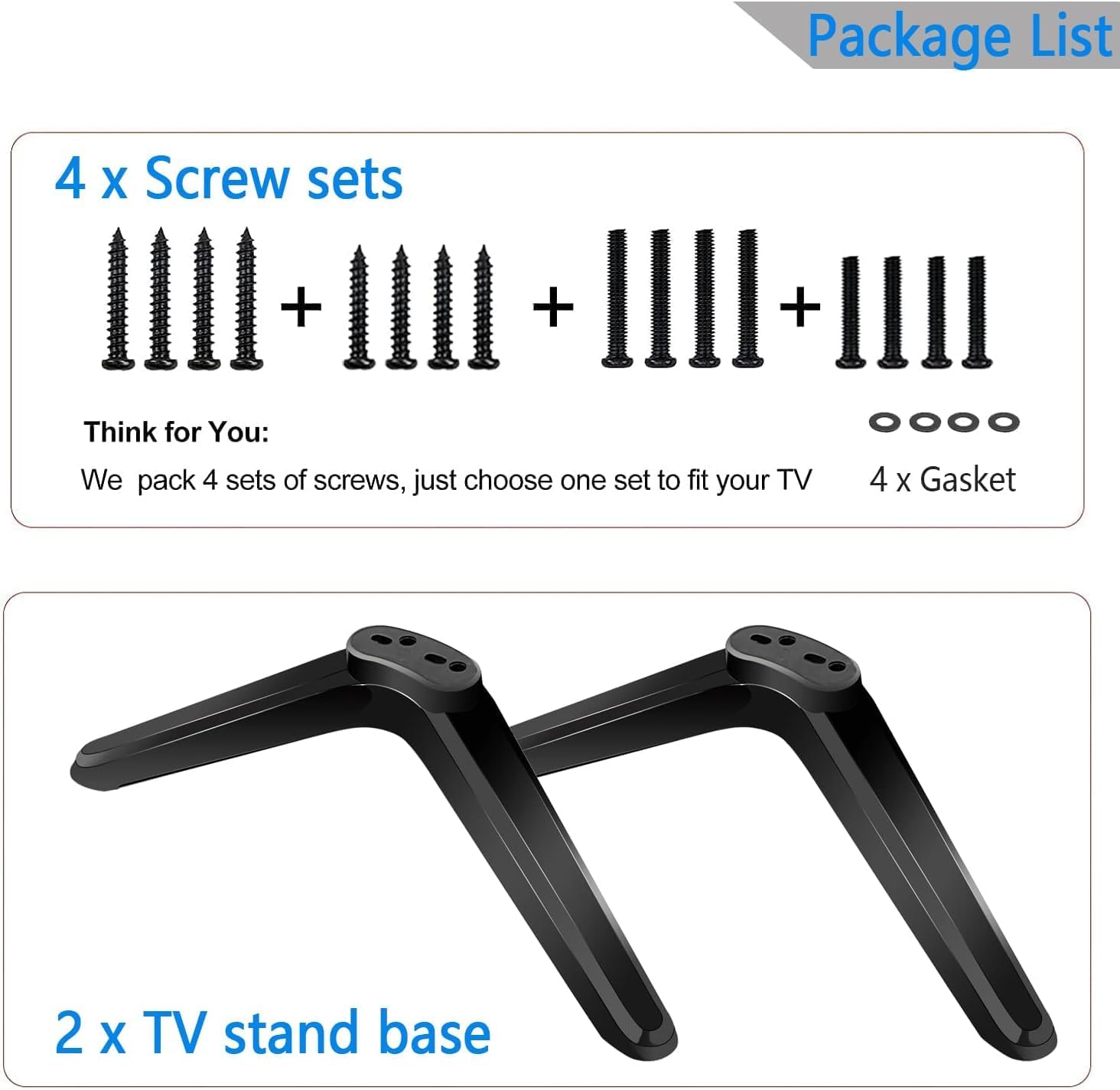 Universal TV Stand Base Replacement, TV Stand Legs, TV Riser, TV Stand Mount for Most 27 to 55 Inch LCD LED Samsung LG Sony VIZIO TCL KONKA TV, Hold up to 99lbs - Black   Import  Single ASIN  Import  Multiple ASIN ×Product customization Ge - Amazing Gadgets Outlet