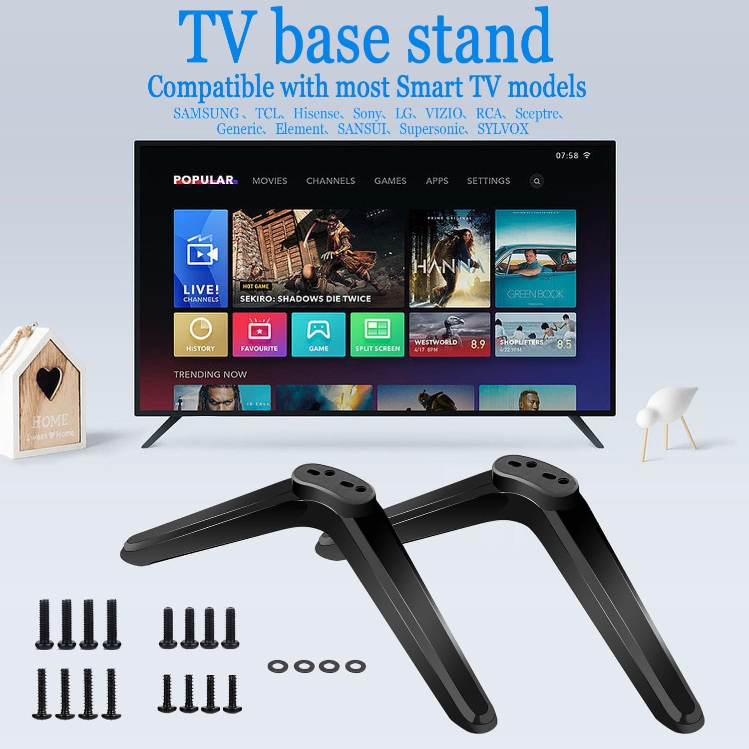 Universal TV Stand Base Replacement, TV Stand Legs, TV Riser, TV Stand Mount for Most 27 to 55 Inch LCD LED Samsung LG Sony VIZIO TCL KONKA TV, Hold up to 99lbs - Black   Import  Single ASIN  Import  Multiple ASIN ×Product customization Ge - Amazing Gadgets Outlet