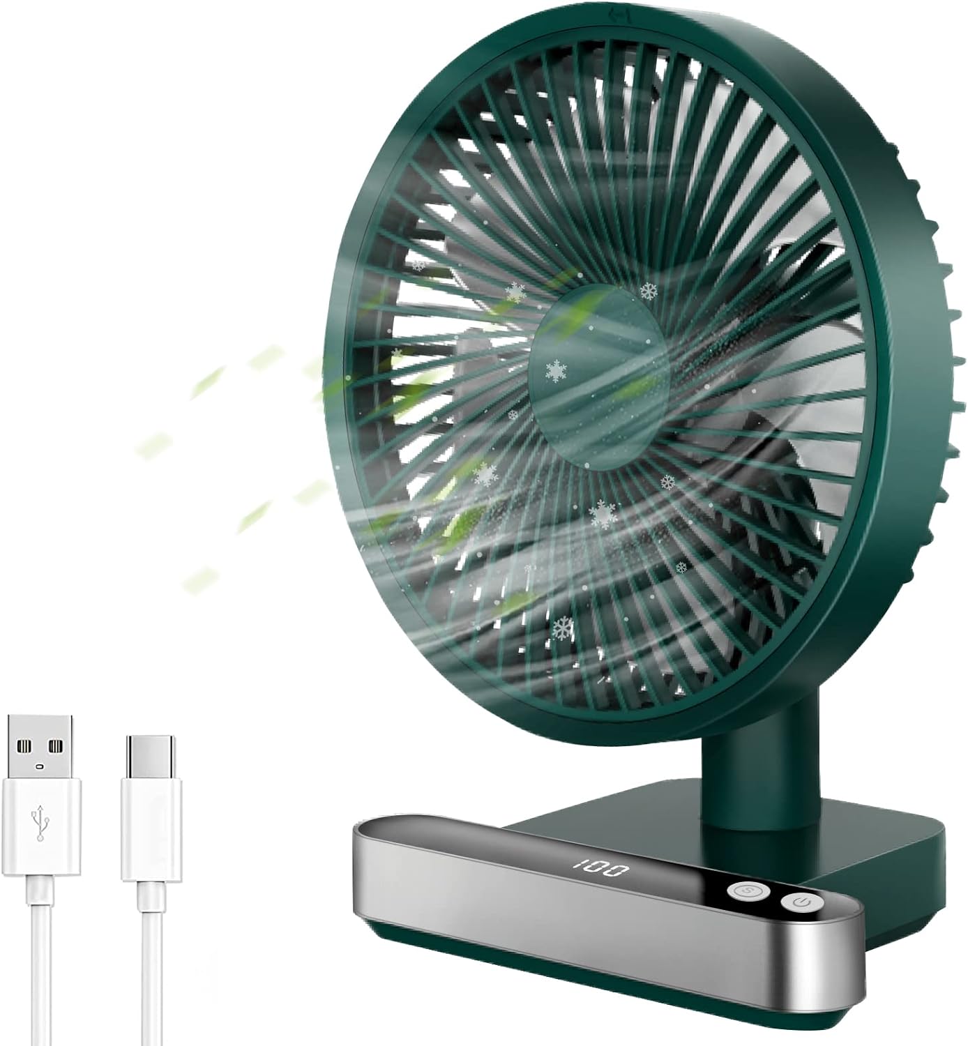 USB Desk Fan, 6.7Inch Small Silent Fan Cooling Fans with Strong Airflow, 4 Speeds, Rotatable Head, 4000mAh Rechargeable Battery Operated Portable Fan for Home Bedroom Office Outdoor Travel(White) - Amazing Gadgets Outlet