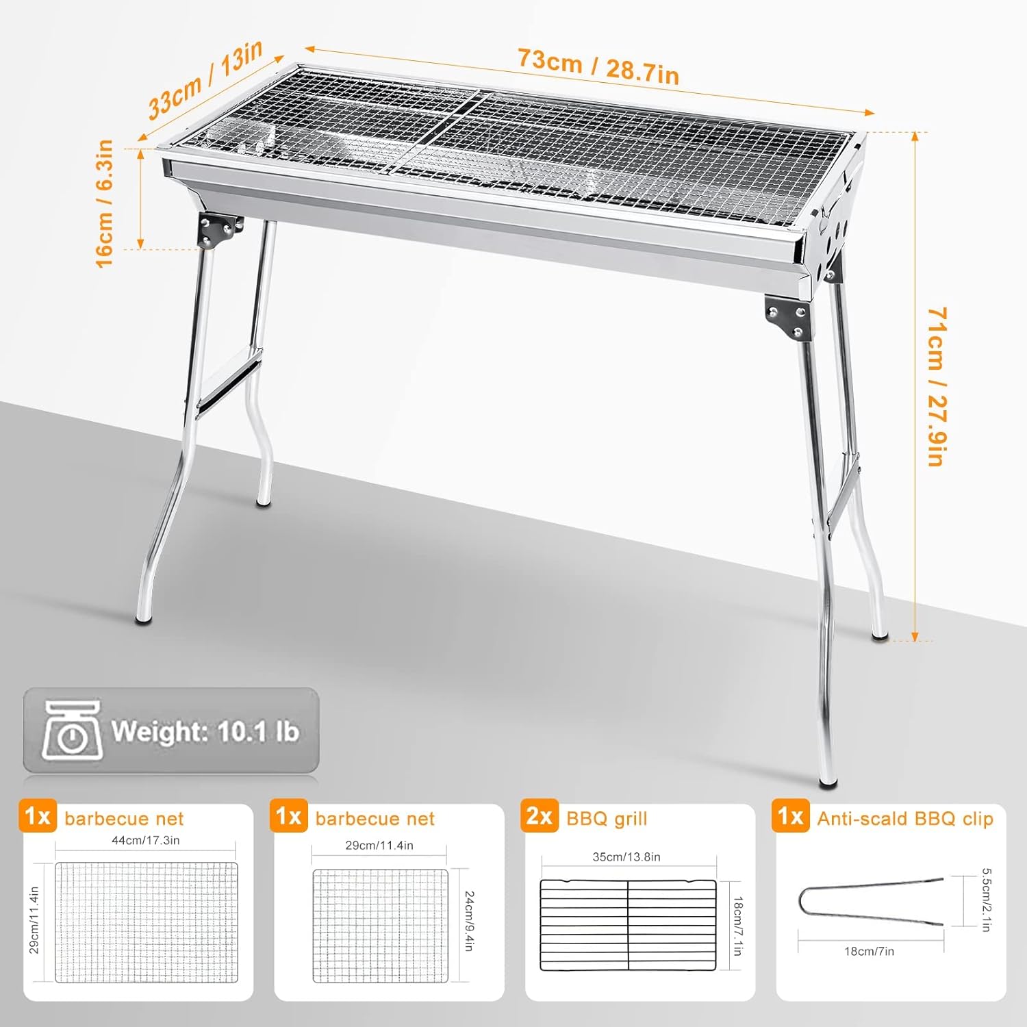 Uten Barbecue Grill, Stainless Steel BBQ, Large Folding Portable BBQ Grill, Charcoal Grill for Outdoor Cooking Camping Hiking Picnics   Import  Single ASIN  Import  Multiple ASIN ×Product customization General Description Gallery Rev - Amazing Gadgets Outlet