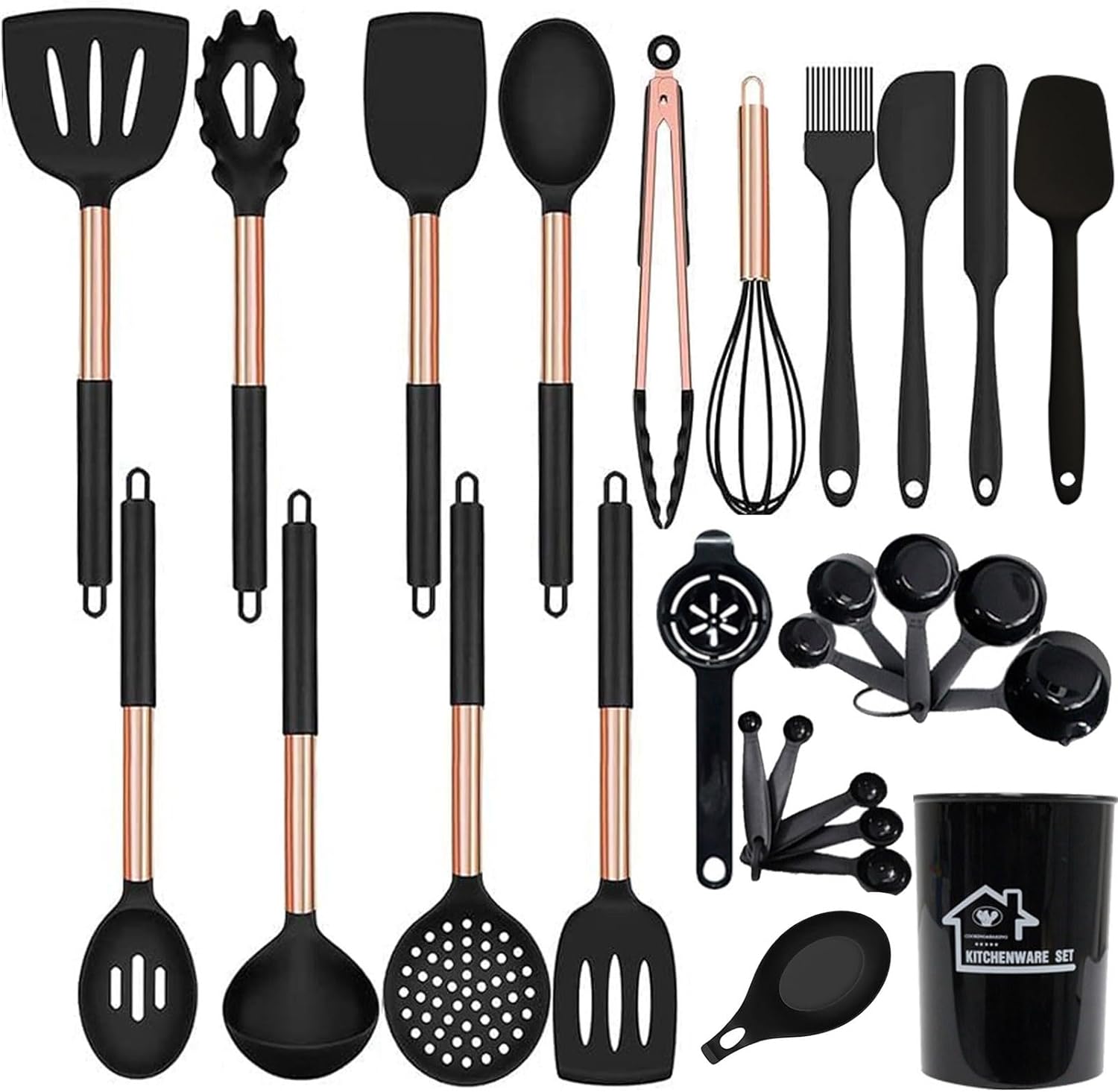 UXIYI Kitchen Utensils Set, Silicone Cooking Utensils, 27PCS Silicone Spatula Set with Stainless Steel Handle, Kitchen Tools for Nonstick Non Scratch Cookware,Cream - Amazing Gadgets Outlet