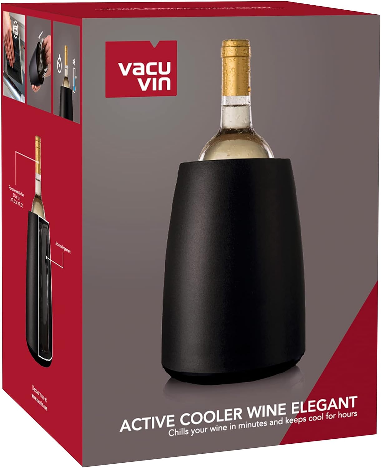 Vacu Vin Rapid Ice Elegant Wine Cooler - Black - Amazing Gadgets Outlet