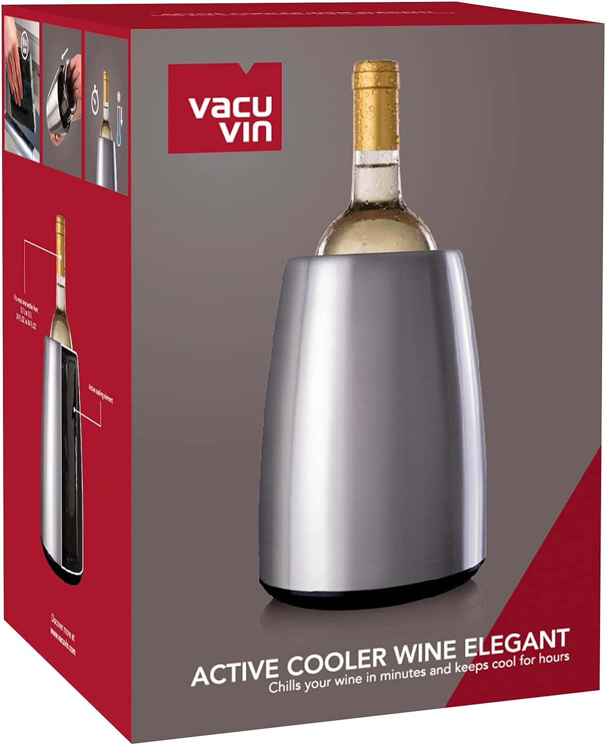 Vacu Vin Rapid Ice Elegant Wine Cooler - Stainless Steel - Amazing Gadgets Outlet