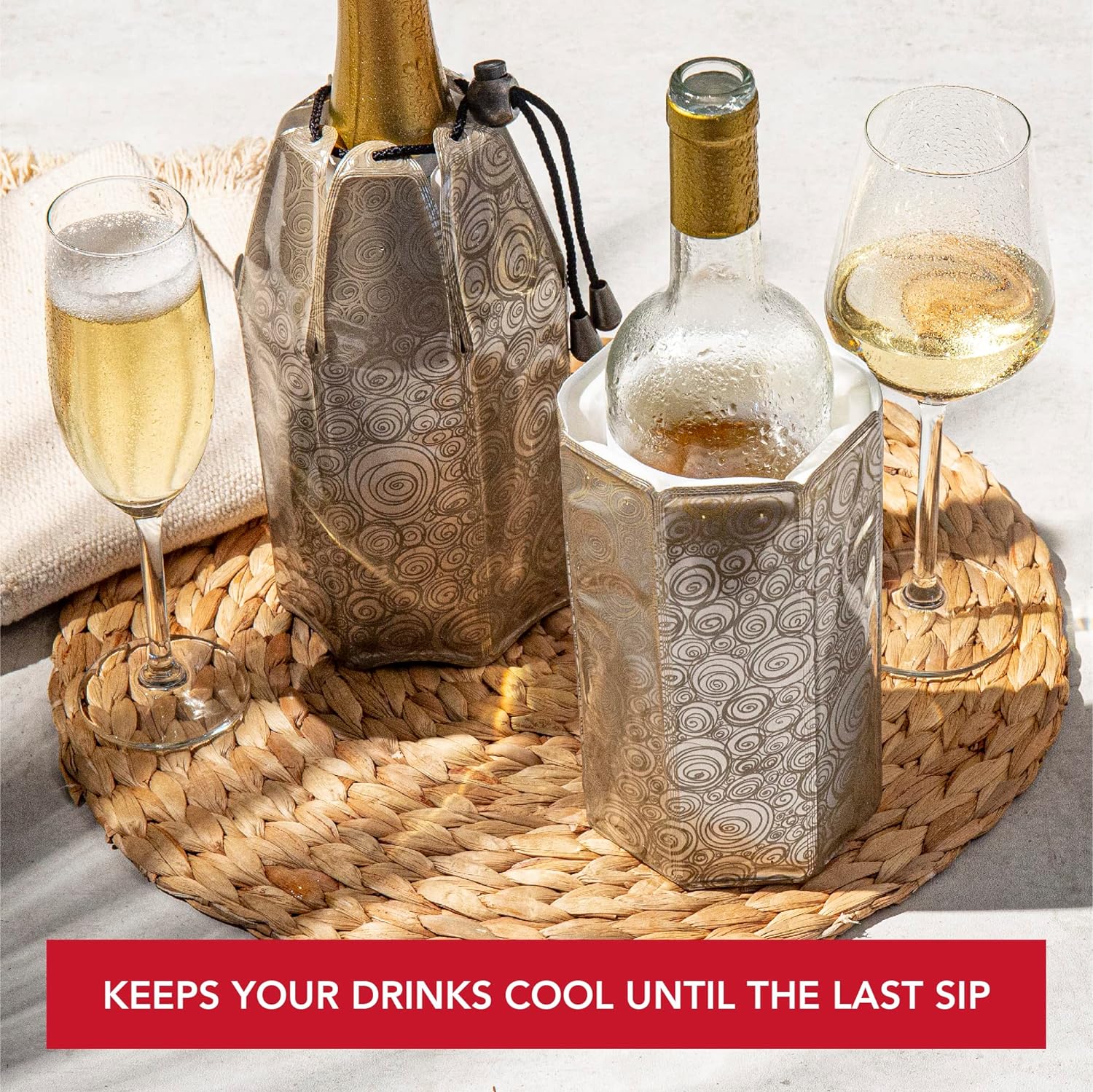 Vacu Vin Rapid Ice Wine and Champagne Cooler Set - Platinum - Amazing Gadgets Outlet