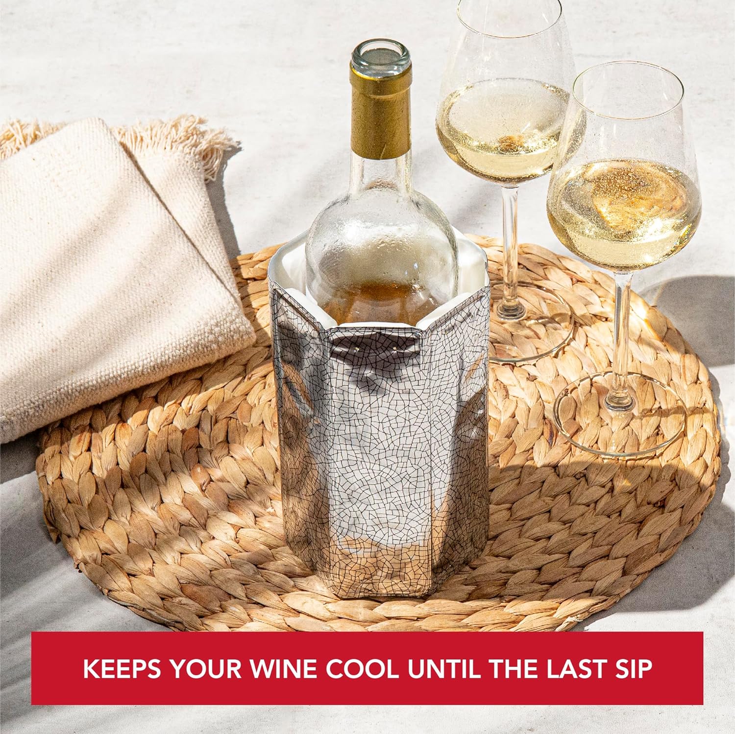 Vacu Vin Rapid Ice Wine Cooler - Silver, 7 1/2h (in), 176x145x25 - Amazing Gadgets Outlet