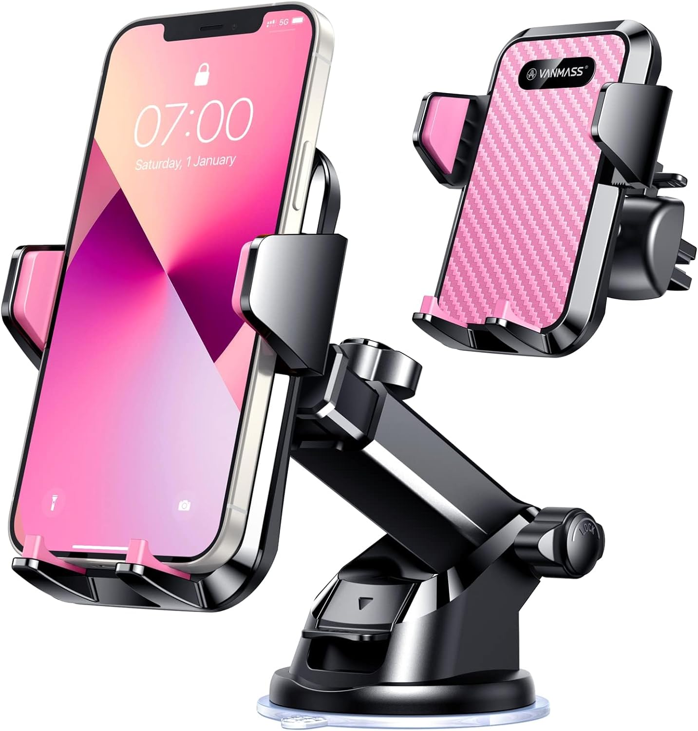 VANMASS Car Phone Holder 2024 BEST【65+ LBS Strongest Suction & Military - Grade】 Ultimate Mobile Phone Mount【Patent & Safety Certs】 Dashboard Windscreen Vent Cradle Van for iPhone 15 14 Pro Max Samsung - Amazing Gadgets Outlet