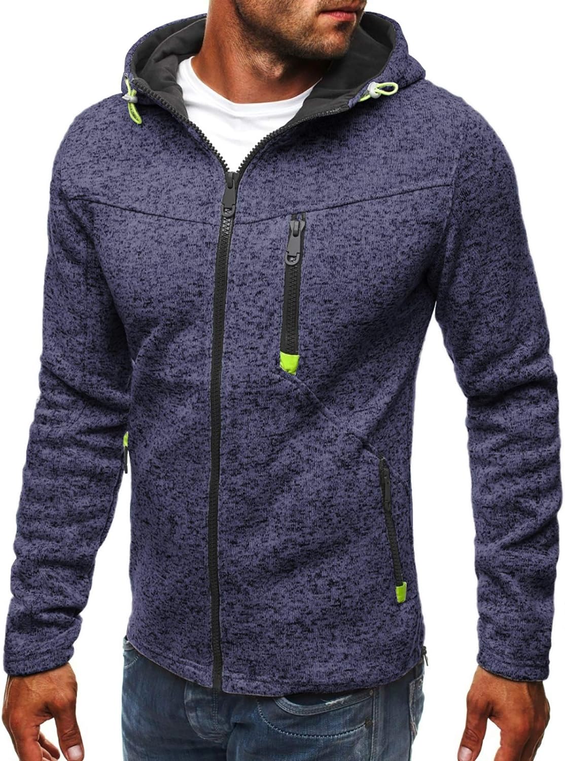 VANVENE Mens Hoodies Sweatshirt Zip Up Lightweight Jackets Jumper Sweater - Amazing Gadgets Outlet