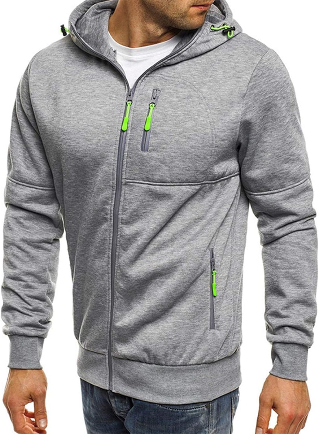 VANVENE Mens Hoodies Sweatshirt Zip Up Lightweight Jackets Jumper Sweater - Amazing Gadgets Outlet