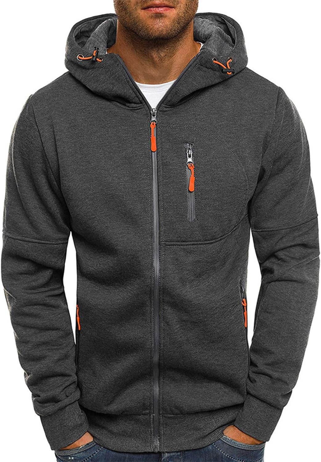 VANVENE Mens Hoodies Sweatshirt Zip Up Lightweight Jackets Jumper Sweater - Amazing Gadgets Outlet