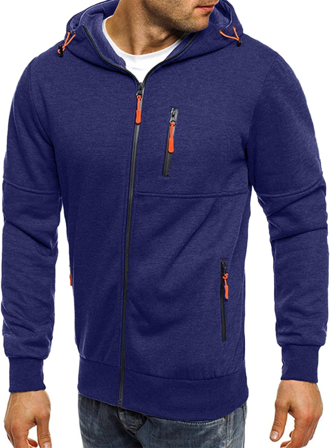 VANVENE Mens Hoodies Sweatshirt Zip Up Lightweight Jackets Jumper Sweater - Amazing Gadgets Outlet