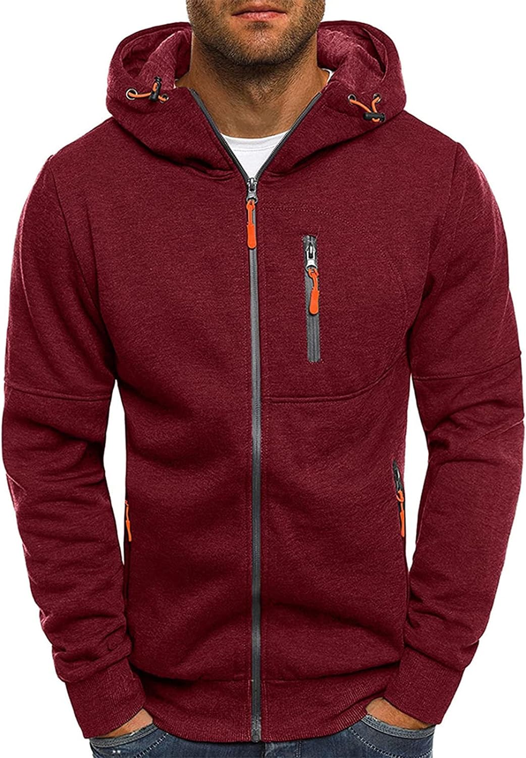 VANVENE Mens Hoodies Sweatshirt Zip Up Lightweight Jackets Jumper Sweater - Amazing Gadgets Outlet