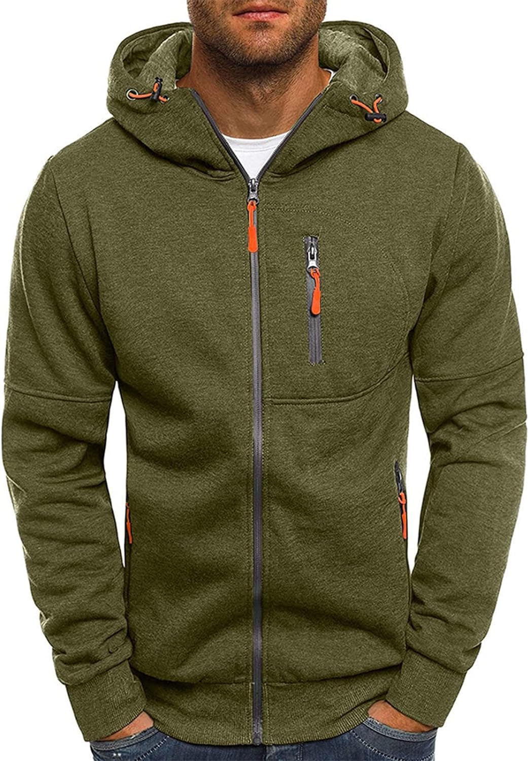 VANVENE Mens Hoodies Sweatshirt Zip Up Lightweight Jackets Jumper Sweater - Amazing Gadgets Outlet