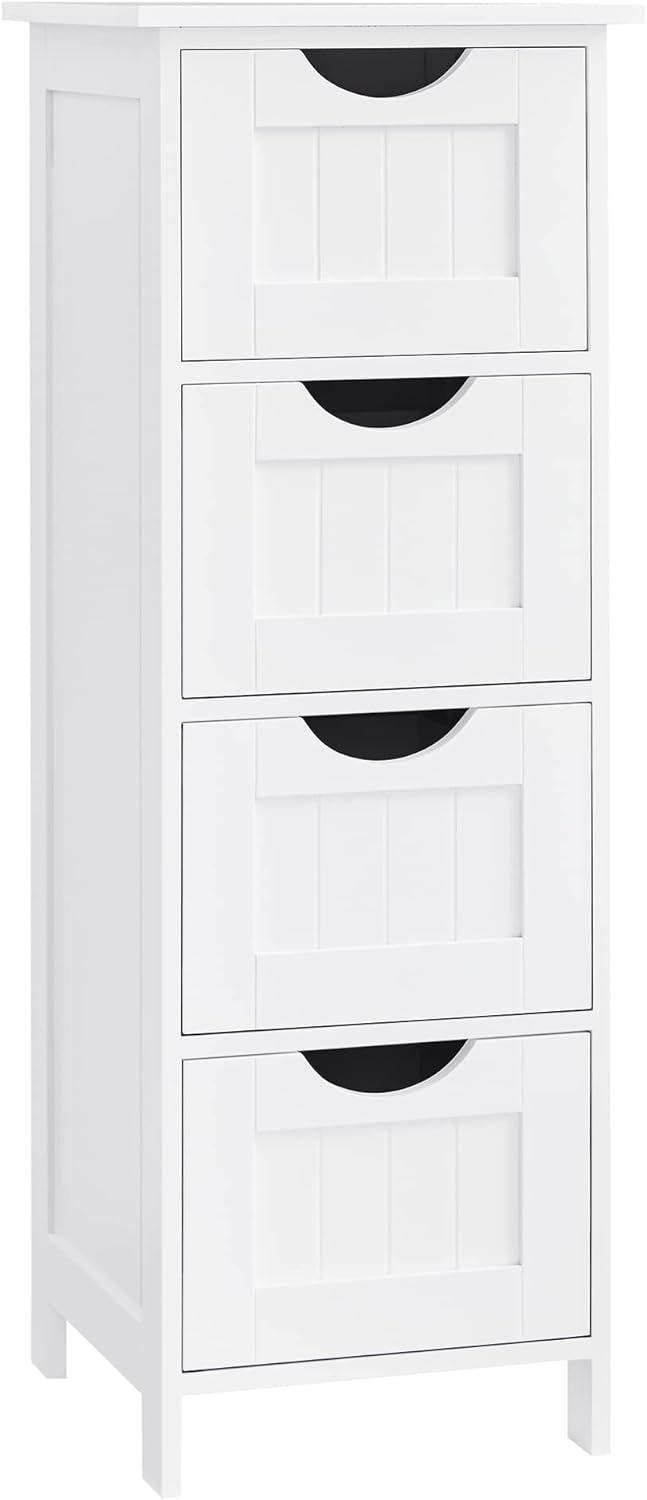 VASAGLE Bathroom Floor Storage Cabinet, Bathroom Storage with 4 Drawers, Bathroom Cabinet Freestanding, 30 x 30 x 82 cm, Modern Style, White LHC40W   Import  Single ASIN  Import  Multiple ASIN ×Product customization General Description - Amazing Gadgets Outlet