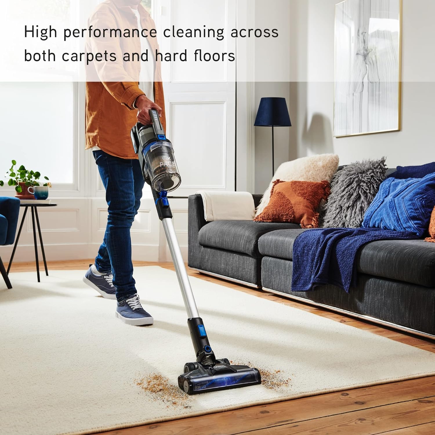 Vax Pace Cordless Vacuum Cleaner | High Performance Cleaning | Up to 40 min runtime - CLSV - VPKS, Grey/Blue - Amazing Gadgets Outlet