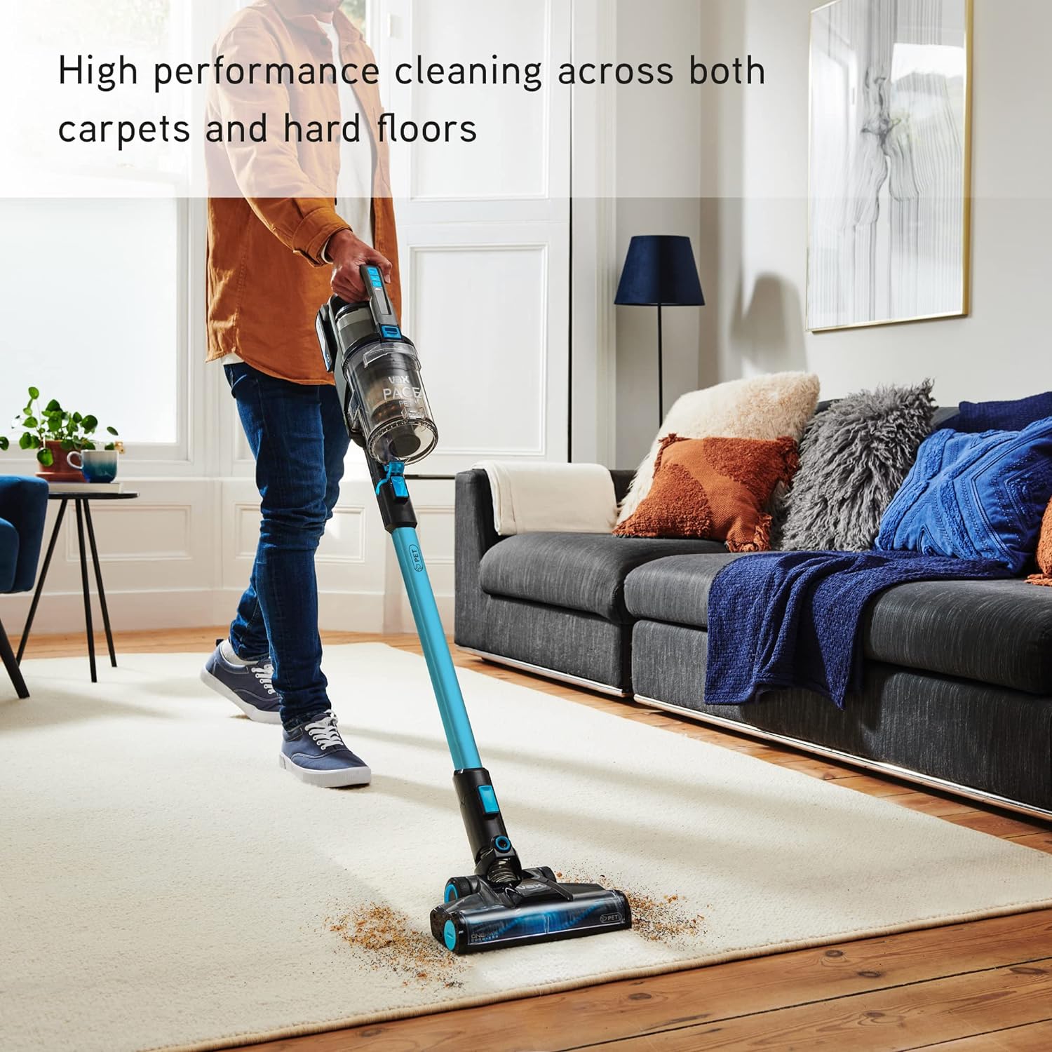 Vax Pace Pet Cordless Vacuum Cleaner | Pet Tool | Up to 40min Runtime | High Performance Cleaning - CLSV - VPKA - ‎Grey/Blue - Amazing Gadgets Outlet