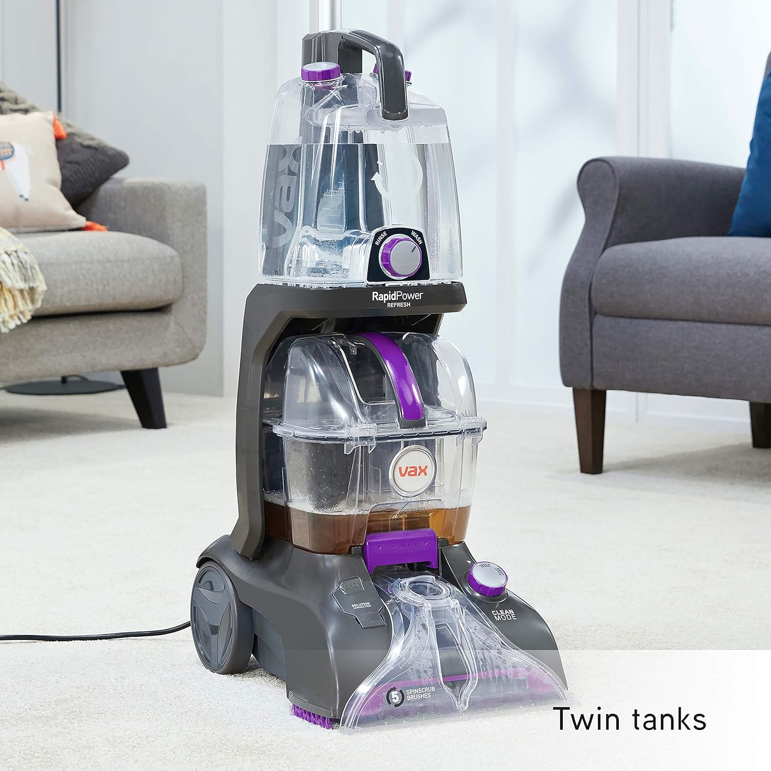 Vax Rapid Power Refresh Carpet Cleaner | Deep Clean and Leaves Carpets Dry in less than 1hr | XL Tank Capacity - CDCW - RPXR, Purple and Grey, 4.7L, 1200W   Import  Single ASIN  Import  Multiple ASIN ×Product customization General Descript - Amazing Gadgets Outlet