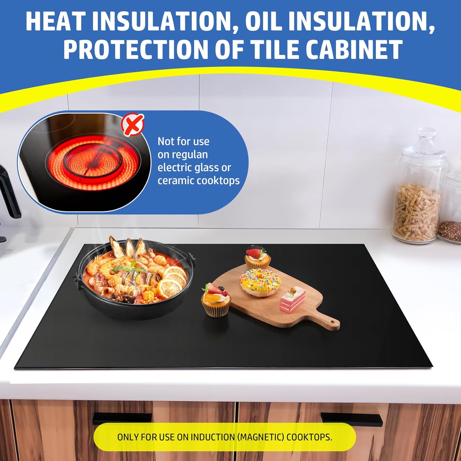 Veciado Induction Hob Protector Mat 52 * 78cm, Silicone Induction Hob Cover, Cooktop Scratch Protector for Kitchen Stove, Protecting Cooker from Scratches Dirt Anti Waterproof - Amazing Gadgets Outlet
