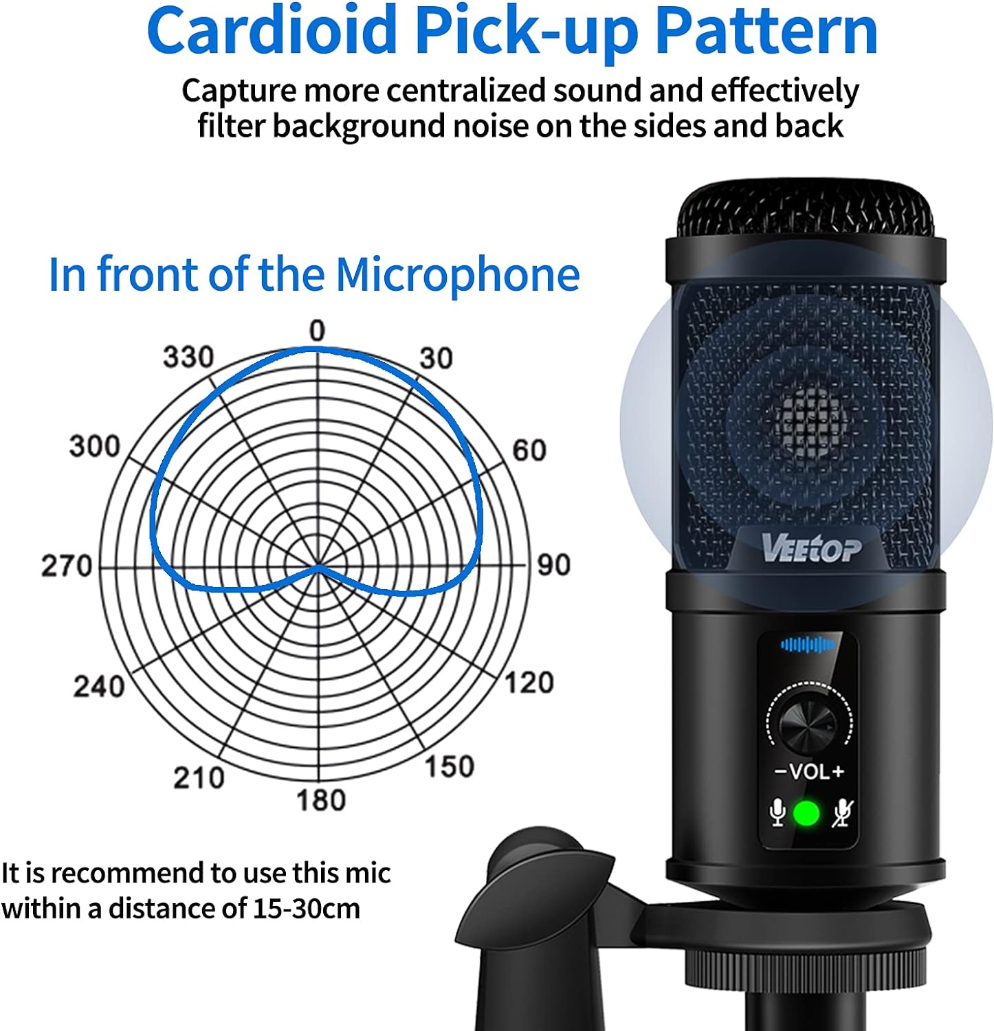 Veetop USB Microphone Metal Computer Condenser PC Mic for Gaming Podcasting Streaming Recording Voiceover YouTube Skype Twitch Zoom Cardioid with Tripod Compatible with Desktop Laptop Windows MacOS - Amazing Gadgets Outlet