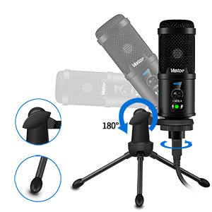 Veetop USB Microphone Metal Computer Condenser PC Mic for Gaming Podcasting Streaming Recording Voiceover YouTube Skype Twitch Zoom Cardioid with Tripod Compatible with Desktop Laptop Windows MacOS - Amazing Gadgets Outlet