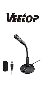 Veetop USB Microphone Metal Computer Condenser PC Mic for Gaming Podcasting Streaming Recording Voiceover YouTube Skype Twitch Zoom Cardioid with Tripod Compatible with Desktop Laptop Windows MacOS - Amazing Gadgets Outlet