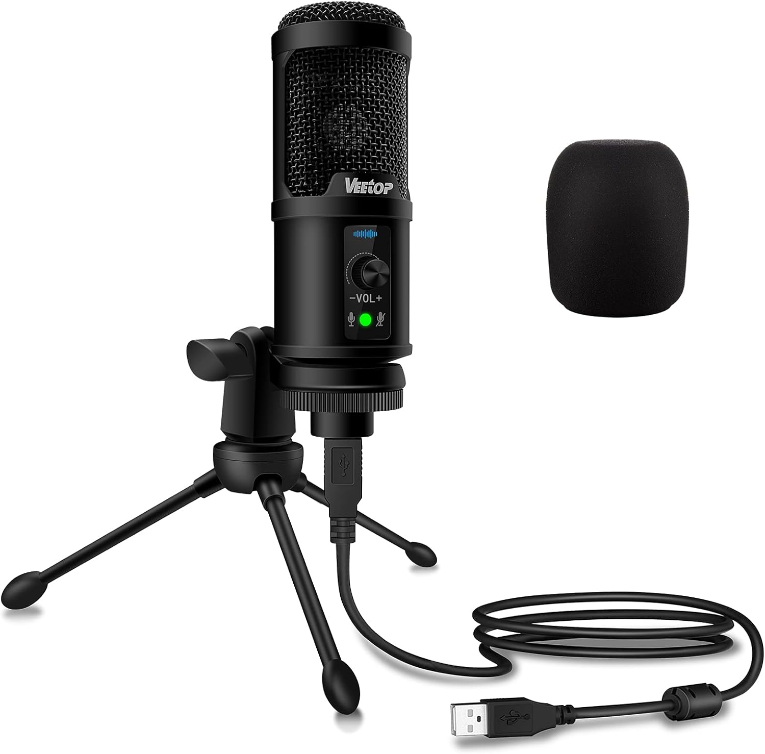 Veetop USB Microphone Metal Computer Condenser PC Mic for Gaming Podcasting Streaming Recording Voiceover YouTube Skype Twitch Zoom Cardioid with Tripod Compatible with Desktop Laptop Windows MacOS - Amazing Gadgets Outlet