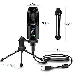 Veetop USB Microphone Metal Computer Condenser PC Mic for Gaming Podcasting Streaming Recording Voiceover YouTube Skype Twitch Zoom Cardioid with Tripod Compatible with Desktop Laptop Windows MacOS - Amazing Gadgets Outlet