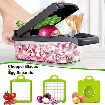 Vegetable Chopper, 15 in 1 Mandoline Vegetable, Food Chopper & Dicer, Best for Salad Onion Vegetaable Garlic Potato, Kitchen Multifunctional Vegetable Cutter (Gray) - Amazing Gadgets Outlet