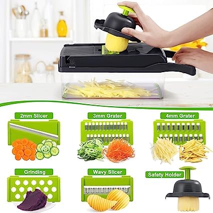 Vegetable Chopper, 15 in 1 Mandoline Vegetable, Food Chopper & Dicer, Best for Salad Onion Vegetaable Garlic Potato, Kitchen Multifunctional Vegetable Cutter (Gray) - Amazing Gadgets Outlet