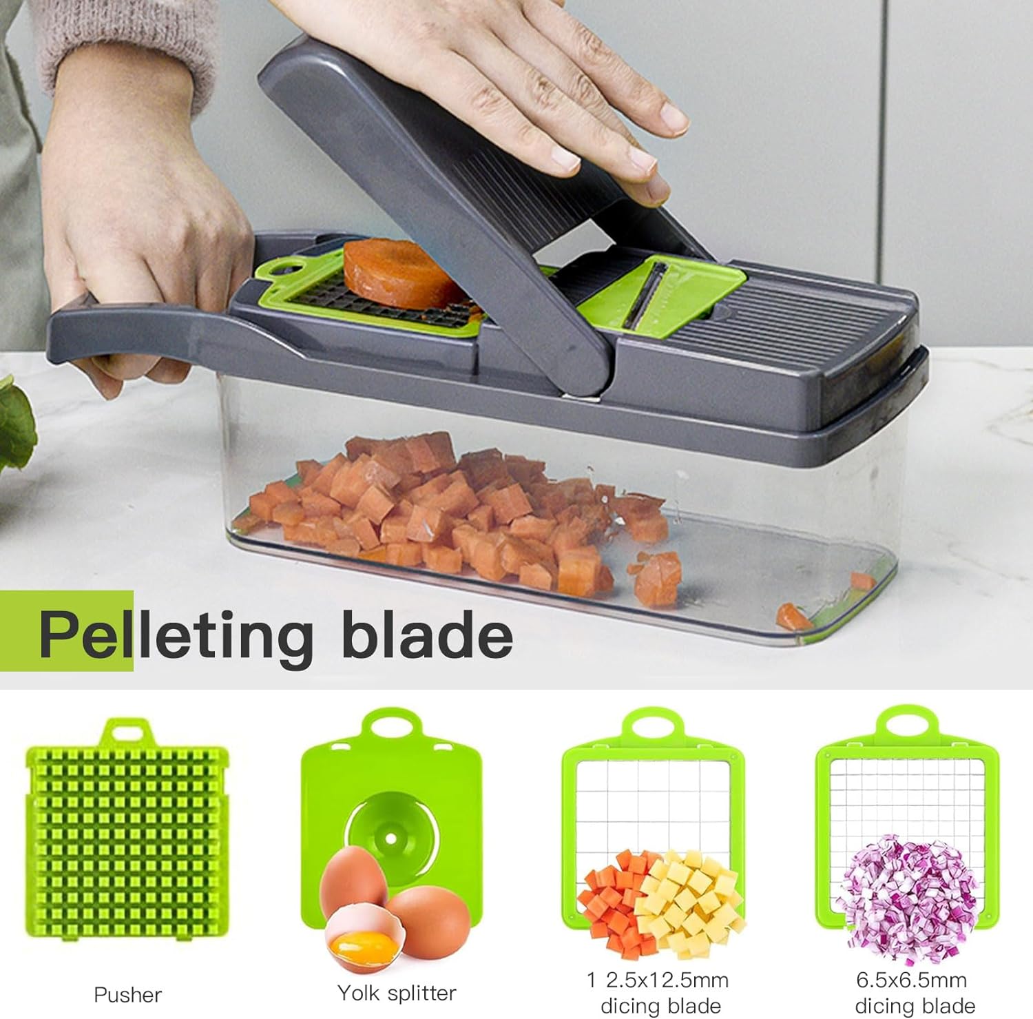 Vegetable Chopper 15 in 1 Onion Chopper - Salad Veg Dicer - Potato Cutter - Kitchen Multifunctional Chopper (Rust Resistant 420j2 Stainless Steel) - Amazing Gadgets Outlet