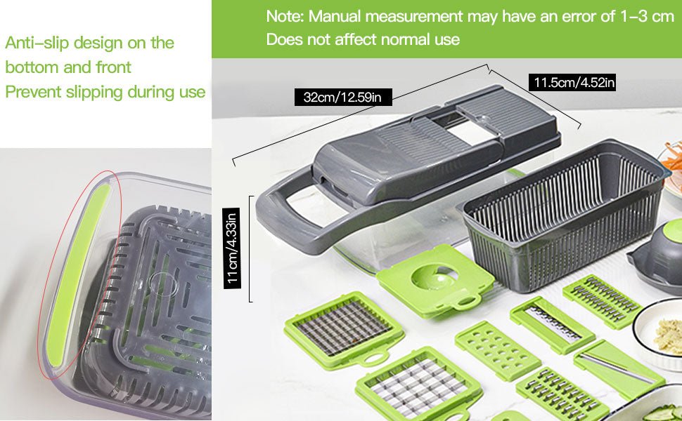 Vegetable Chopper 15 in 1 Onion Chopper - Salad Veg Dicer - Potato Cutter - Kitchen Multifunctional Chopper (Rust Resistant 420j2 Stainless Steel) - Amazing Gadgets Outlet