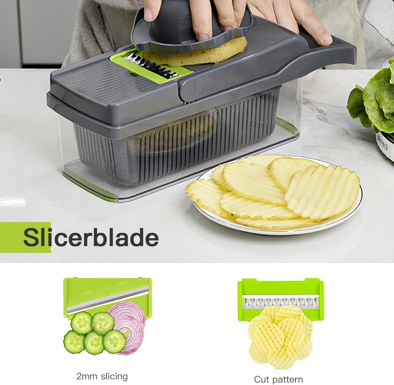 Vegetable Chopper 15 in 1 Onion Chopper - Salad Veg Dicer - Potato Cutter - Kitchen Multifunctional Chopper (Rust Resistant 420j2 Stainless Steel) - Amazing Gadgets Outlet