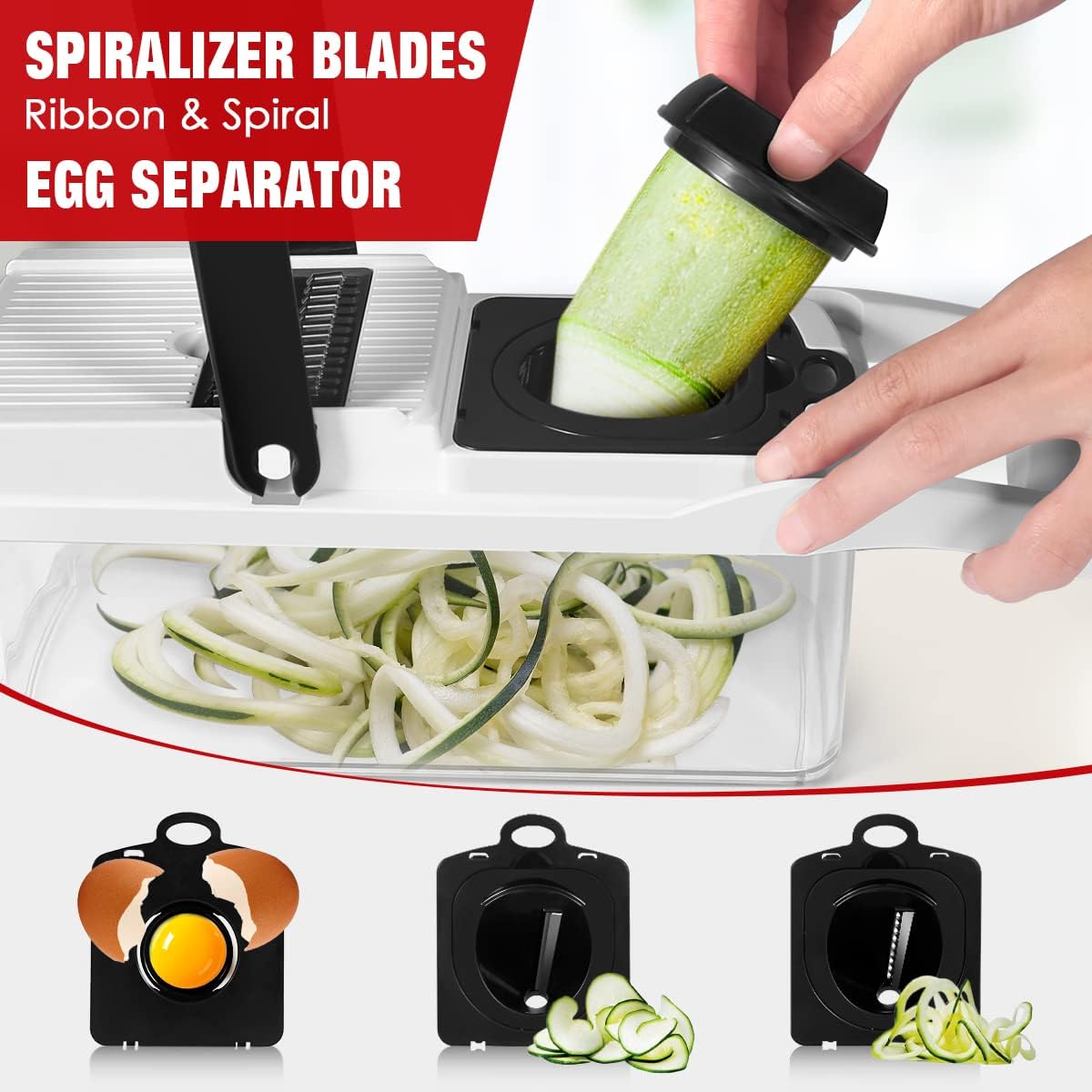 Vegetable Chopper, 16 - in - 1 Onion Chopper Food Spiralizer, Kitchen Salad Veg Slicer Cutter, Adjustable Dicer with 8 Stainless Steel Blades & Storage Container - Amazing Gadgets Outlet