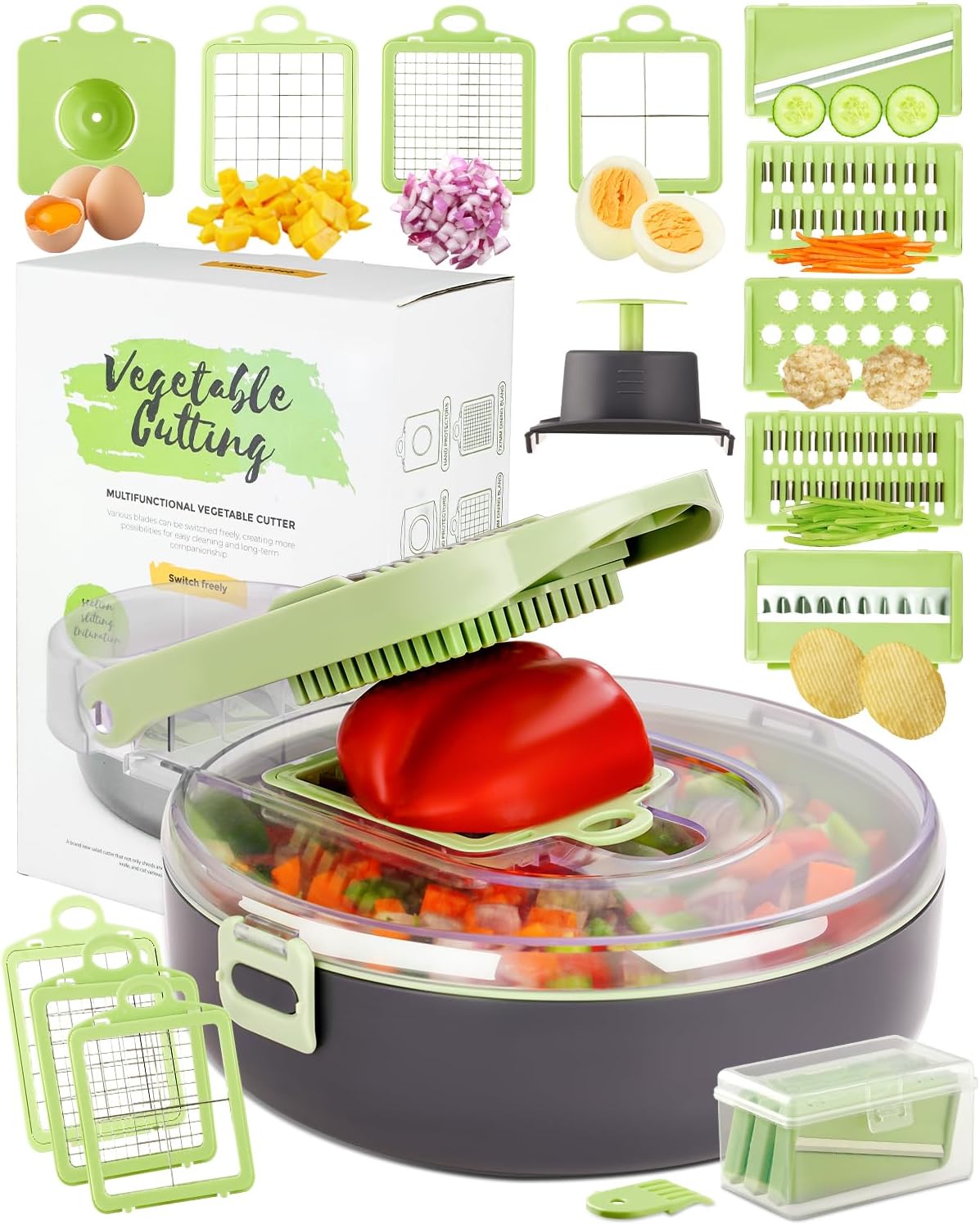 Vegetable Chopper, Pro Onion Chopper, Kitchen Mandoline Food Chopper, Multifunctional Kitchen Vegetable Slicer Dicer Cutter,Mandoline Vegetable Slicer Salad Chopper,Carrot and Garlic Chopper - Amazing Gadgets Outlet