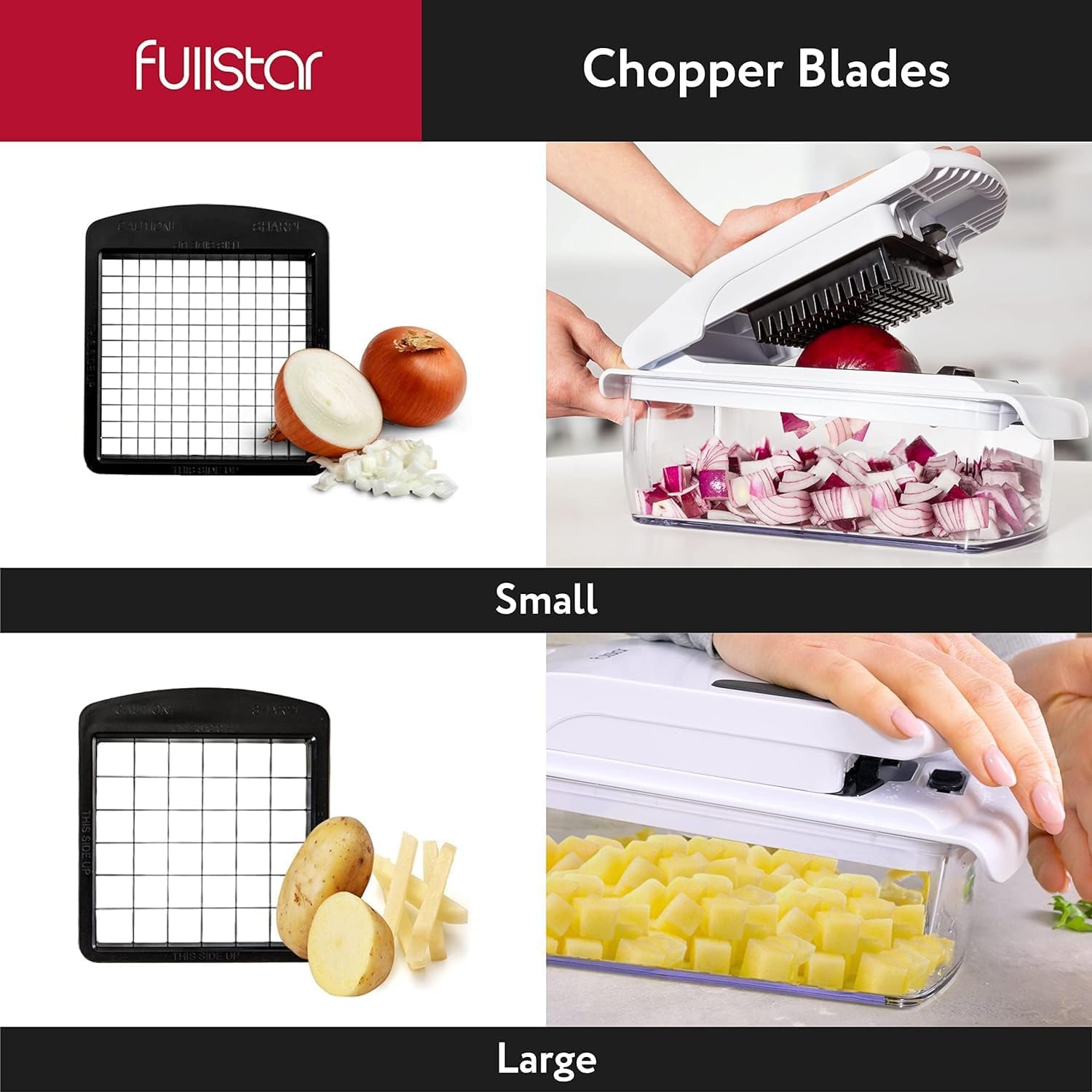 Vegetable Chopper Vegetable Cutter - Veggie Onion Salad Food Chopper Manual - Potato Chipper - Veg Chopper and Dicer - Kitchen Tools & Gadgets (4 - in - 1 White) - Amazing Gadgets Outlet