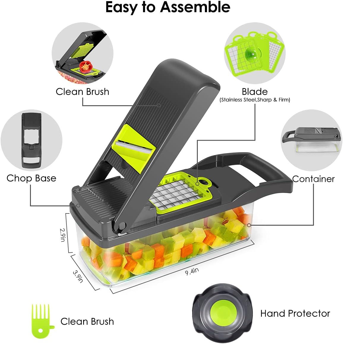 Vegetable Chopping, Time and Labor - Saving Onion Chopper with Filter Basket, 9 in 1 Vegetable Onion Choppers, Slicer and Food Dicer, Multi Blade Vegetable Slicer Salad Cutter for Onion & Potato - Amazing Gadgets Outlet