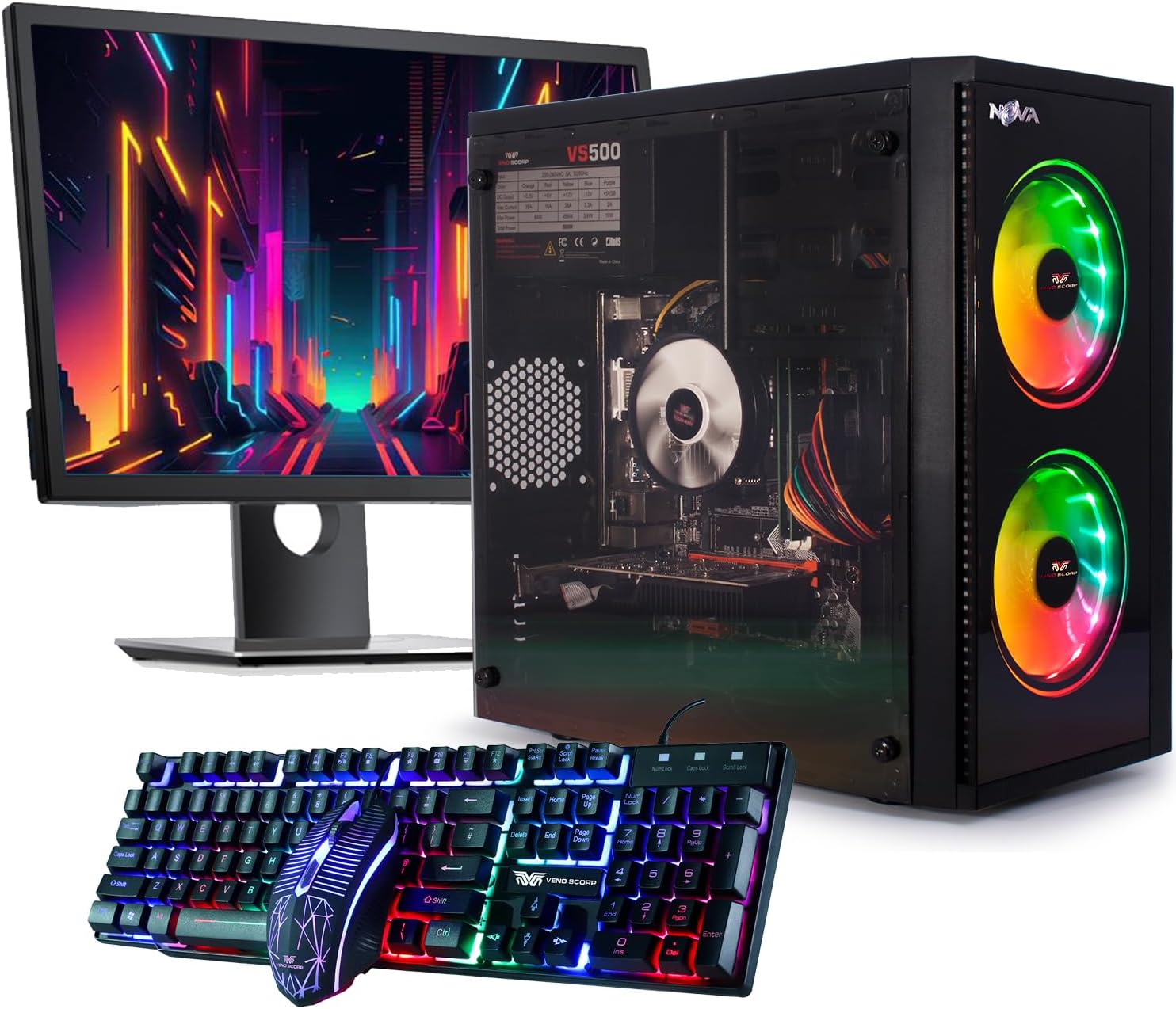 Veno Scorp Budget Gaming PC Intel Core i3 - 8GB RAM - 500GB HDD – GT 710 2GB NOVA ARGB Gaming Case - WINDOWS 10 - Amazing Gadgets Outlet