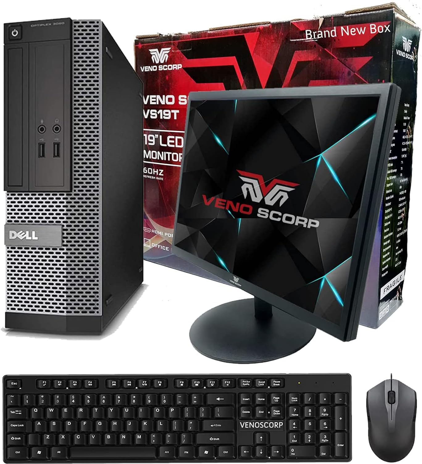 Veno Scorp desktop PC Computer Bundle Intel i7 - 2600 Quad Core 16GB RAM 240GB SSD + 1TB HDD WiFi Windows 10 Desktop PC 19" Monitor with VenoScorp V200 Computer (Renewed) - Amazing Gadgets Outlet