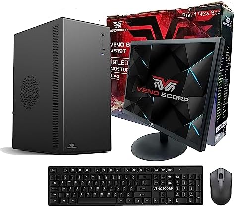 Veno Scorp desktop PC Computer Bundle Intel i7 - 2600 Quad Core 16GB RAM 240GB SSD + 1TB HDD WiFi Windows 10 Desktop PC 19" Monitor with VenoScorp V200 Computer (Renewed) - Amazing Gadgets Outlet