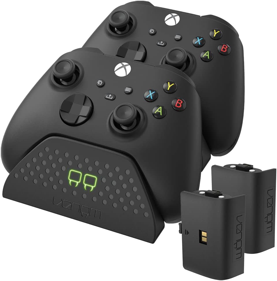 Venom Twin Charging Dock with 2 x Rechargeable Battery Packs - Black (Xbox Series X & S/Xbox One) - Amazing Gadgets Outlet