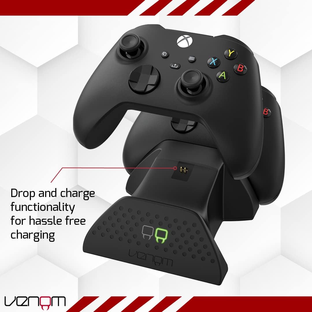 Venom Twin Charging Dock with 2 x Rechargeable Battery Packs - Black (Xbox Series X & S/Xbox One) - Amazing Gadgets Outlet