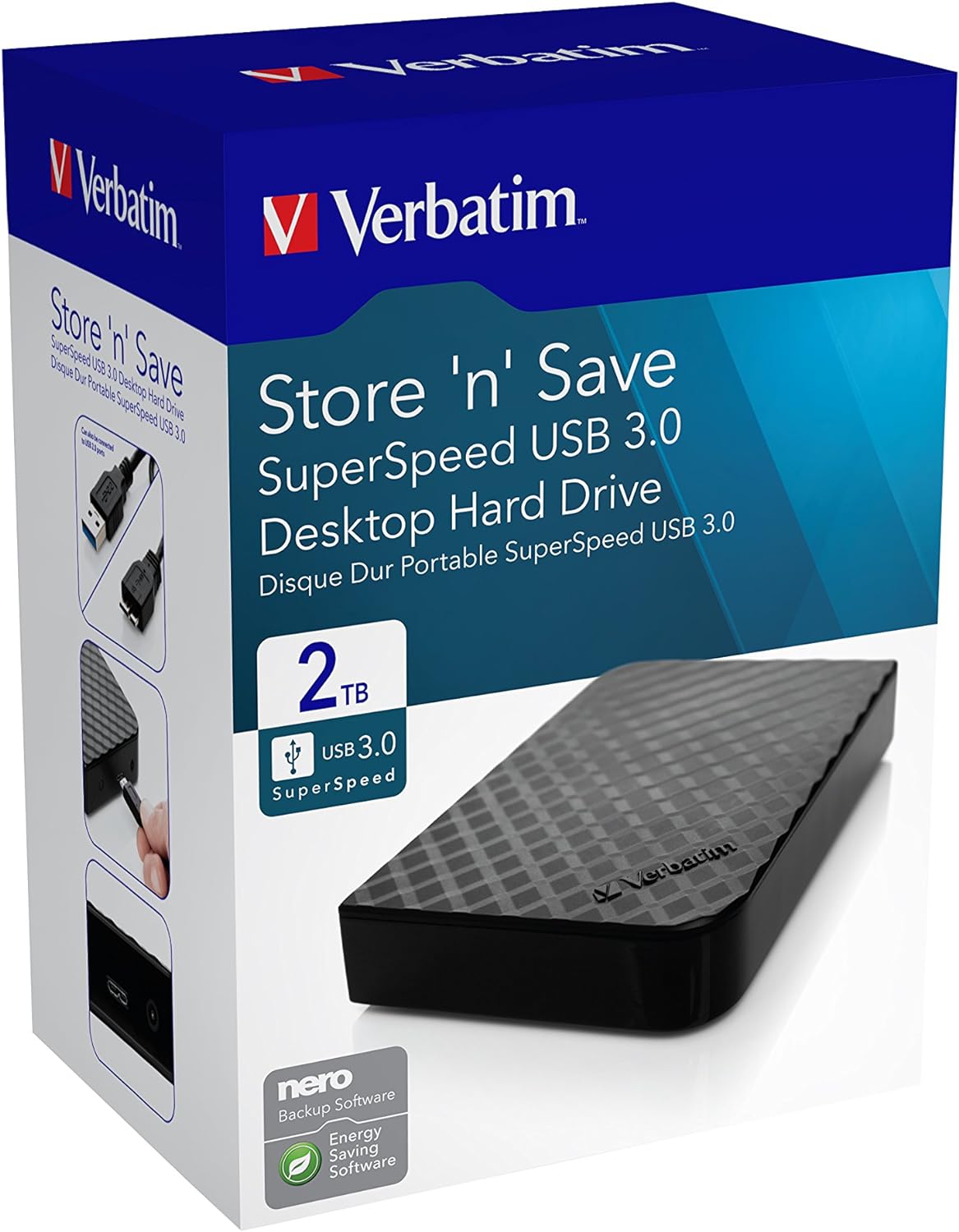 Verbatim 47683 2 TB 3.5 - Inch Store 'n' Save USB 3.0 Desktop Hard Disk Drive - Black - Amazing Gadgets Outlet