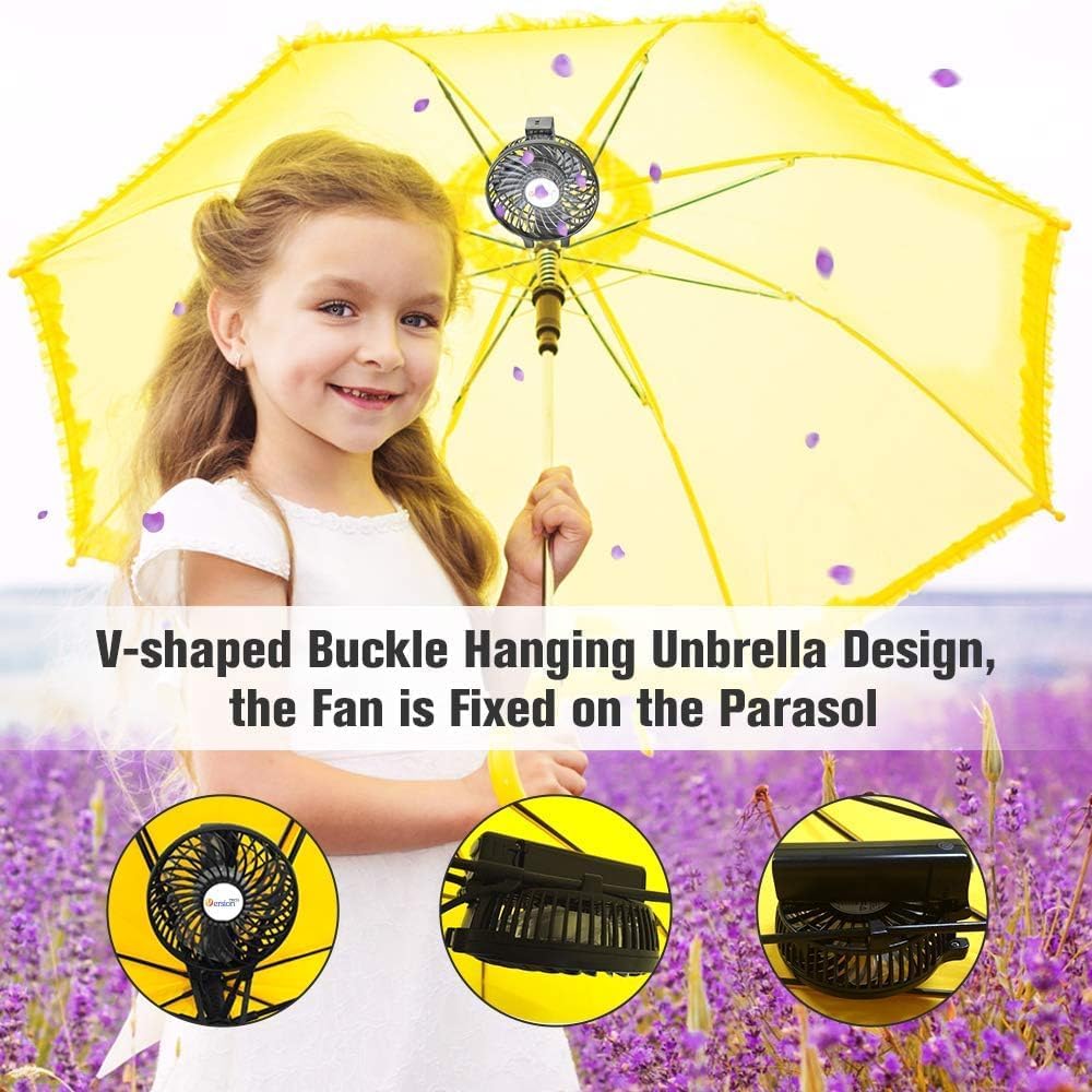 VersionTech Hand Held Fan,Portable Handheld USB Rechargeable Fans with 3 Speeds,Battery Operated Electric Powered Mini Foldable Desk Desktop Fans for Home Office Ceiling Travel Black - Amazing Gadgets Outlet