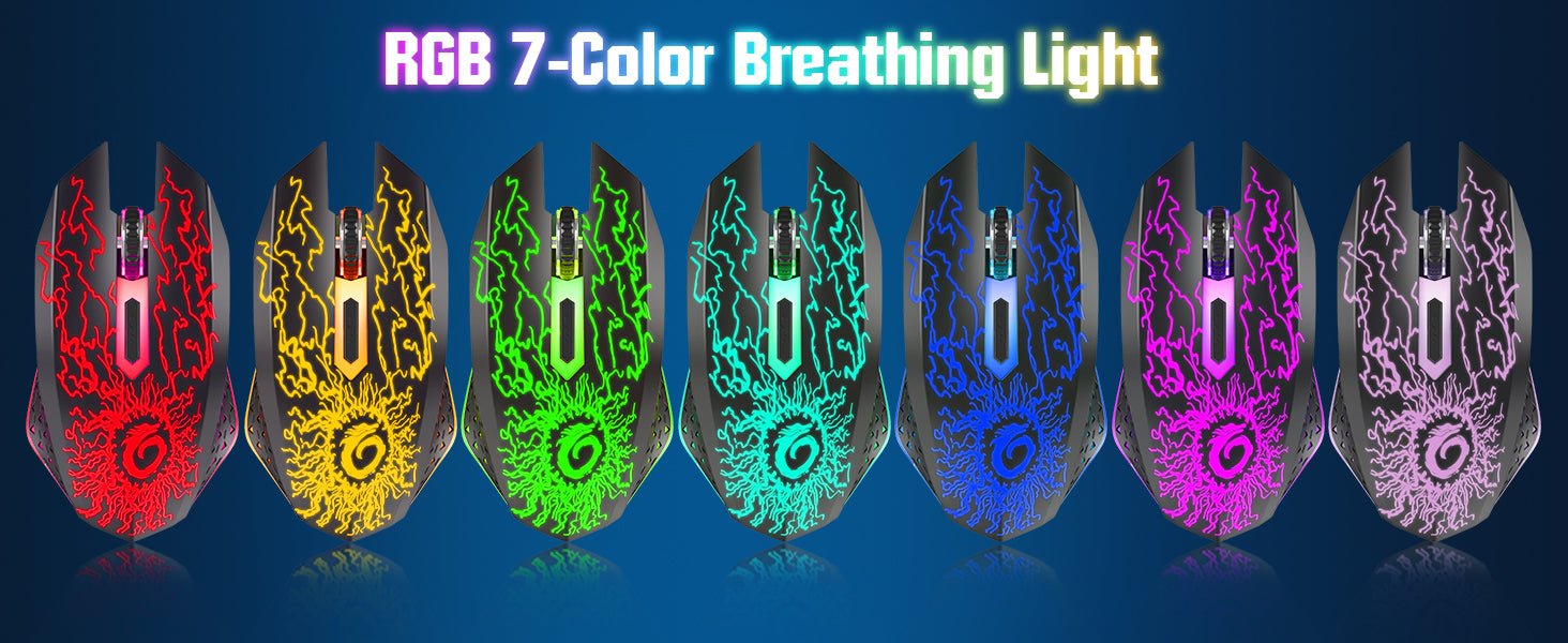 VersionTech Wireless Gaming Mouse, Rechargeable Computer Mouse Mice with Colorful LED Lights, Silent Click, 2.4G USB Nano Receiver, 3 Level DPI for PC Gamer Laptop Desktop Chromebook Mac - Black - Amazing Gadgets Outlet