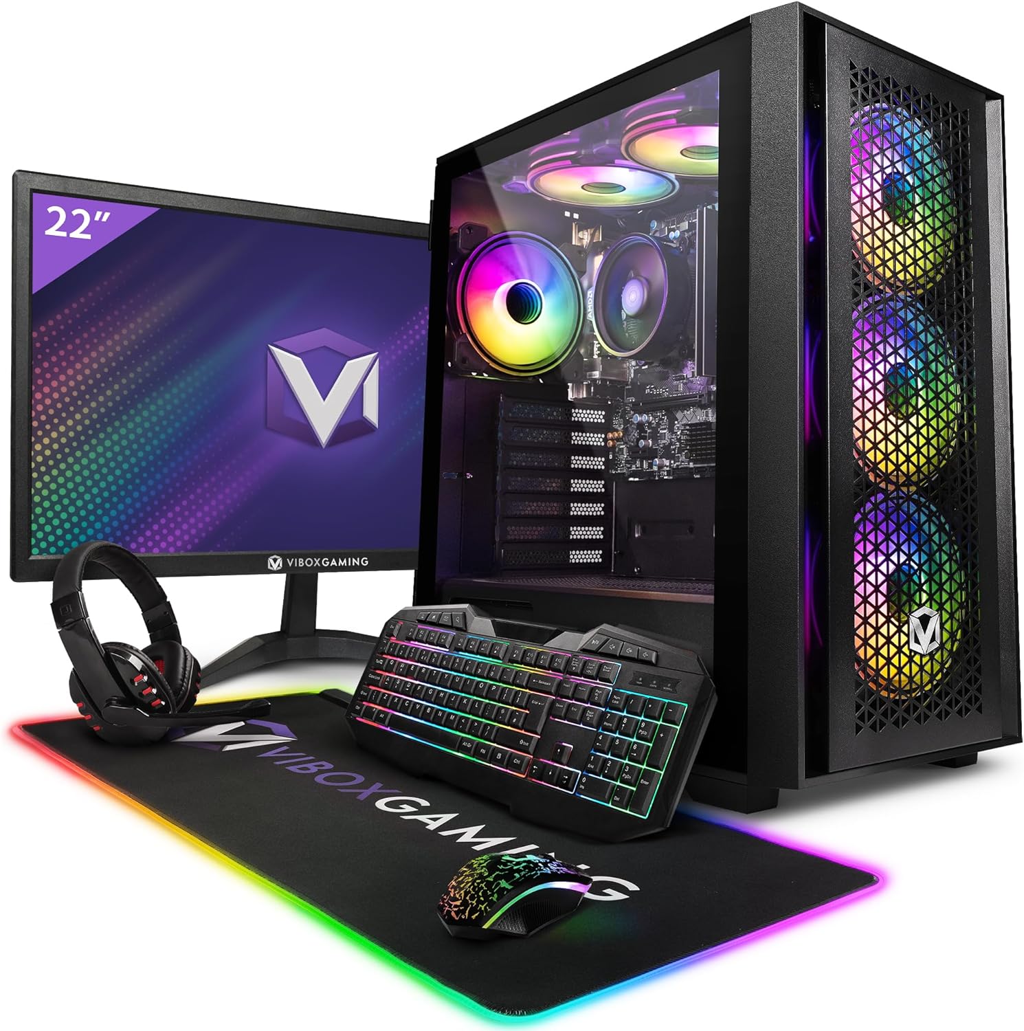 Vibox I - 24 Gaming PC - 21.5" Monitor Bundle - Quad Core AMD Ryzen 3200G Processor - Radeon Vega 8 Graphics - 16GB RAM - 1TB SSD - Windows 11 - WiFi - Amazing Gadgets Outlet